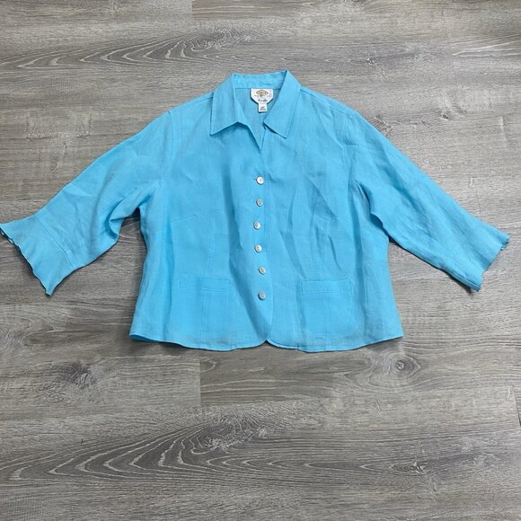 Talbots Jacket Womens 14W Irish Linen Button Up Long Sleeves Blazer Coat - Picture 1 of 4